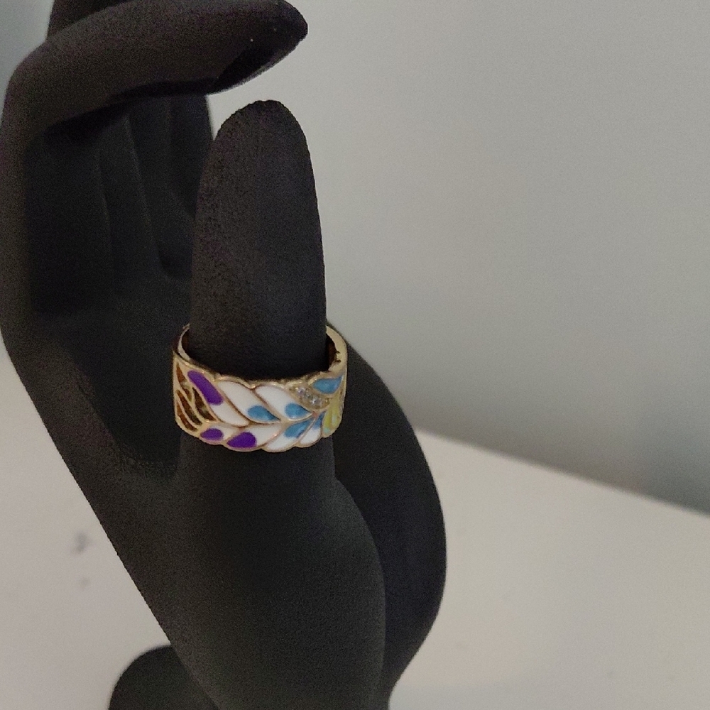925 Sterling Silver Multicolor Ring - image 2
